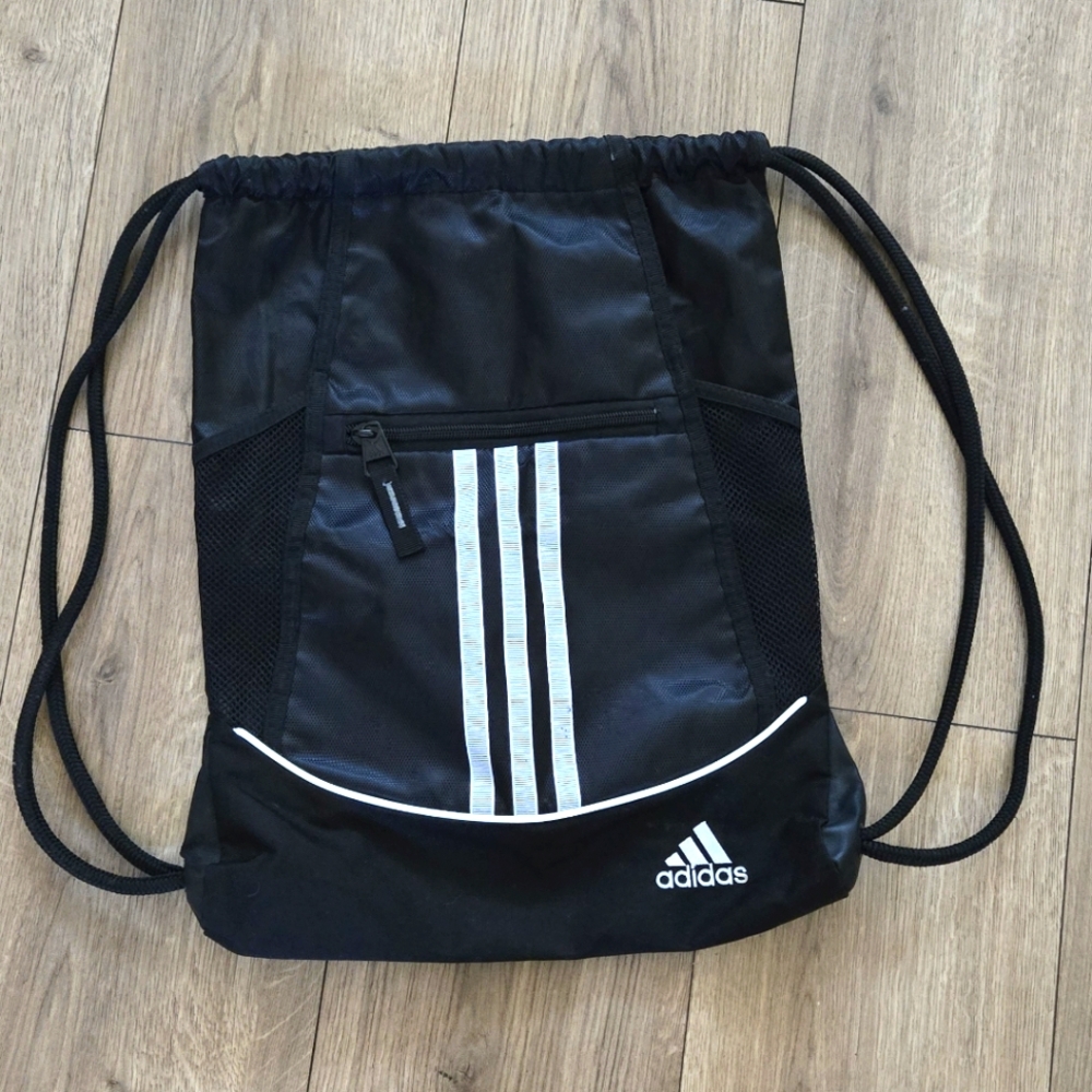 Adidas Black and White Backpack with Iconic Stripes. NWOT